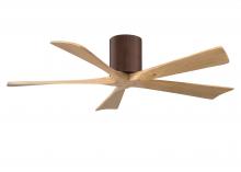  IR5H-WN-LM-52 - Irene-5H three-blade flush mount paddle fan in Walnut finish with 52” Light Maple tone blades. 