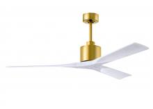  NK-BRBR-MWH-60 - Nan 6-speed ceiling fan in Brushed Brass finish with 60” solid matte white wood blades