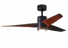  SJ-BK-WN-52 - Super Janet three-blade ceiling fan in Matte Black finish with 52” solid walnut tone blades and