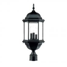  5187BK - Madison Collection Post-Mount 3-Light Outdoor Matte Black Light Fixture