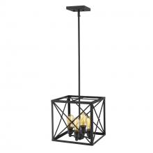  IN21121BK - Brooklyn 4-Light Matte Black Pendant With Metal Framework Shade