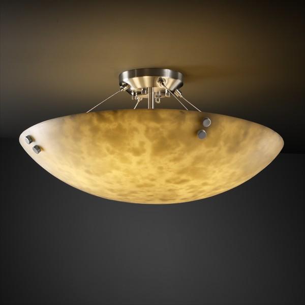 18" LED Semi-Flush Bowl w/ PAIR CYLINDRICAL FINIALS