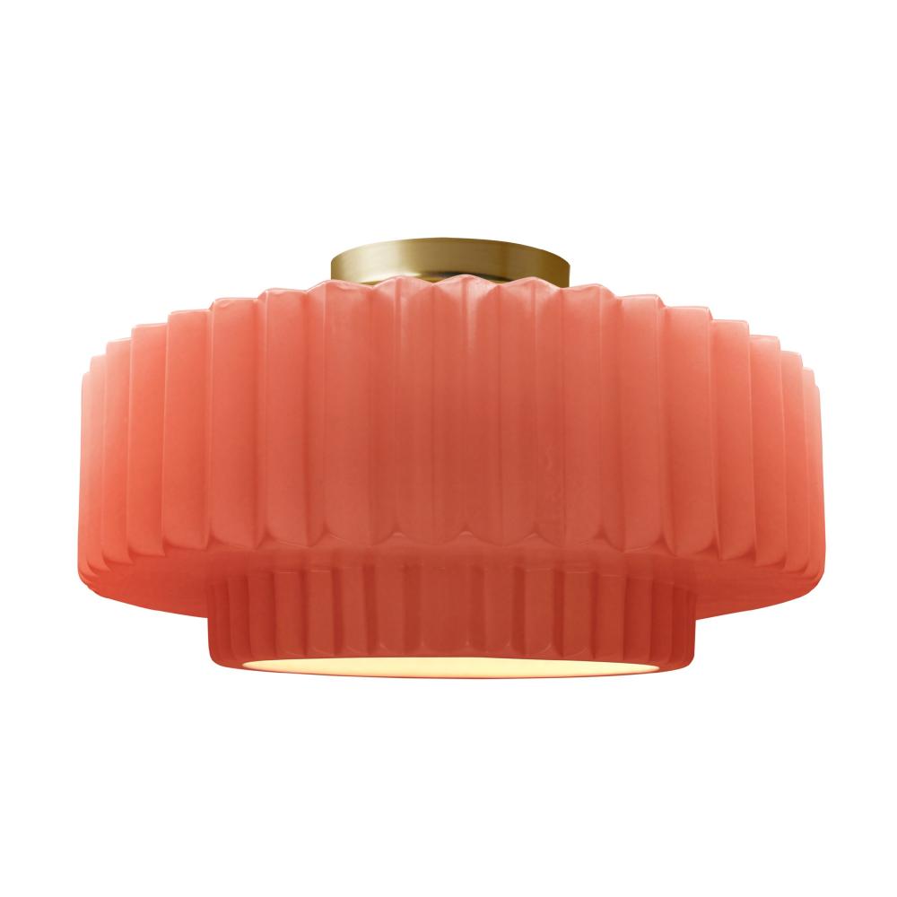 Large Tier Pleated LED Semi-Flush