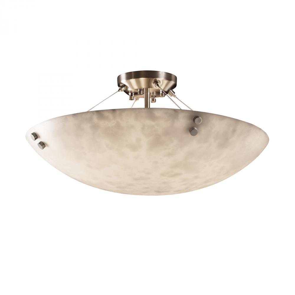 24" LED Semi-Flush Bowl w/ PAIR CYLINDRICAL FINIALS