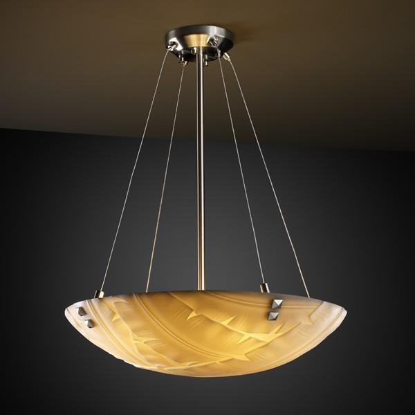 18" LED Pendant Bowl w/ PAIR SQUARE W/ POINTS FINIALS