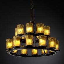  GLA-8767-16-WTFR-MBLK - Dakota 21-Light 2-Tier Ring Chandelier