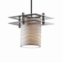  POR-8165-10-WAVE-NCKL-BKCD - Metropolis 1-Light Small Pendant (2 Flat Bars)