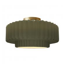  CER-6375-MGRN-BRSS-LED1-700 - Large Tier Pleated LED Semi-Flush