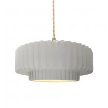  CER-6553-BIS-BRSS-BEIG-TWST - Medium Tier Pleated 1-Light Pendant