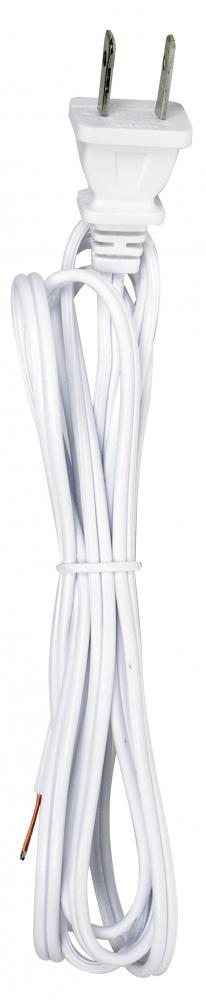 6 Foot 18/2 SPT-1 105C Cord Set; White Finish; 24" Hank; 200 Carton; Molded Polarized Plug;