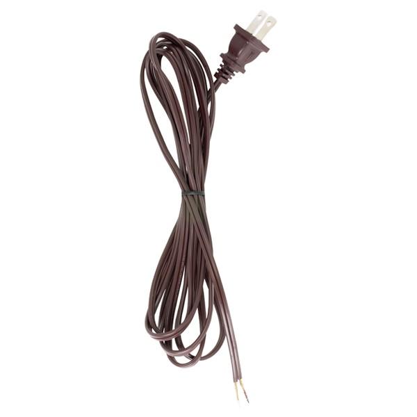 8 Foot 18/2 SPT-1 105C Cord Set; Brown Finish; 36" Hank; 200 Carton; Molded Polarized Plug;