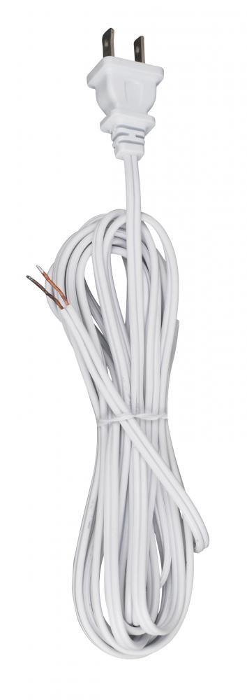 12 Foot 18/2 SPT-1 105C Cord Set; White Finish; 72" Hank; 150 Carton; Molded Polarized Plug;