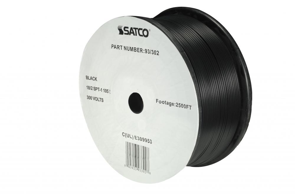 Lamp And Lighting Bulk Wire; 18/2 SPT-1 105C; 2500 Foot/Reel; Black