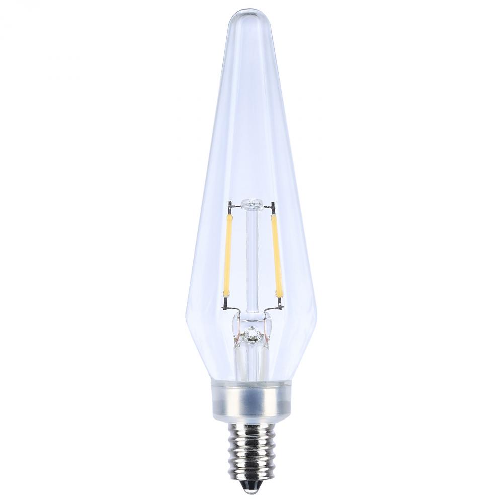 2 Watt Prismatic HX11 LED; 2700K CCT; Candelabra Base; 120 Volt; Clear Finish; 2-Card