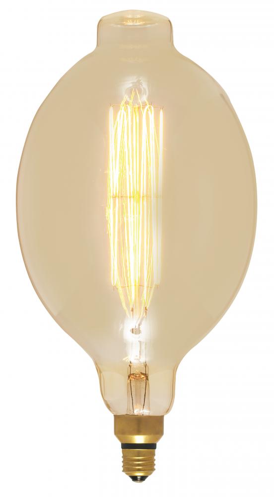 60 Watt BT56 Incandescent vintage style; Amber; 2000 Average rated hours; Medium Base; 120 Volt