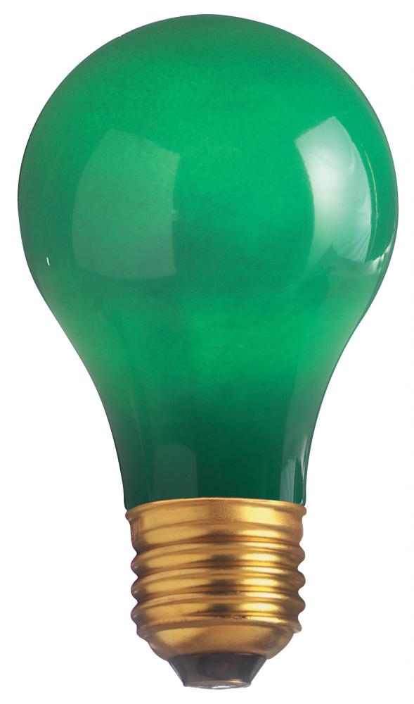 60 Watt A19 Incandescent; Ceramic Green; 2000 Average rated hours; Medium base; 130 Volt