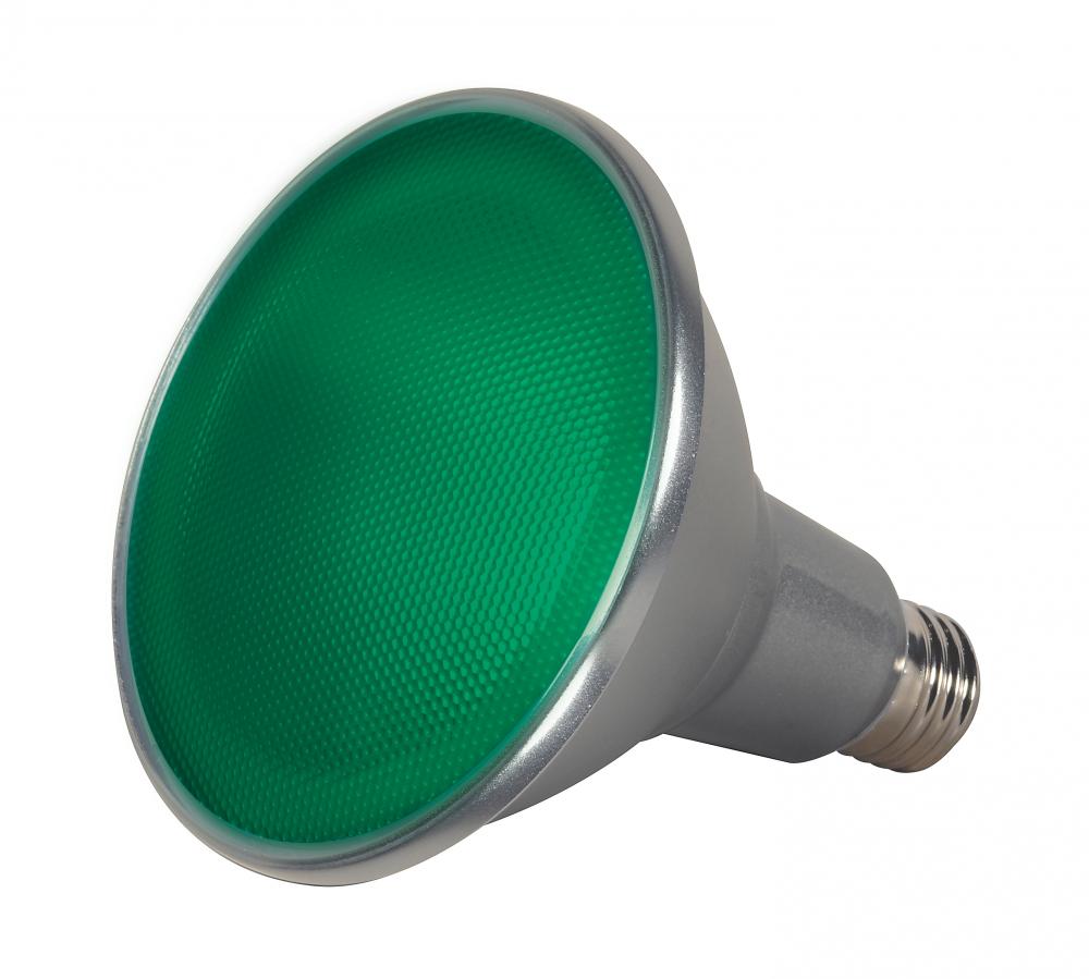 15 Watt PAR38 LED; Green; 40 deg. Beam Angle; Medium base; 120 Volt