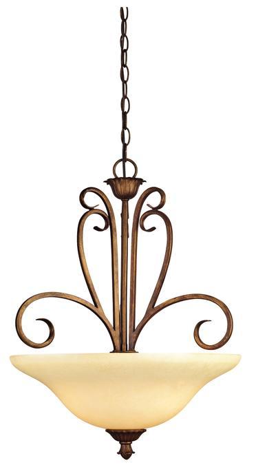 3 Light Pendant Ebony Gold Finish Burnt Scavo Glass