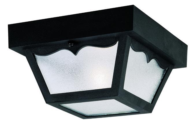 8 in. 1 Light Polypropylene Flush Black Finish Frosted Glass Panels