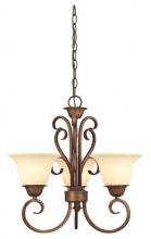  6220700 - 3 Light Chandelier Ebony Gold Finish Burnt Scavo Glass