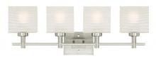  6304100 - 4 Light Wall Fixture Brushed Nickel Finish Rippled White Glazed Glass