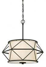  6324600 - 2 Light Pendant Matte Black Finish Sand Fabric Shade