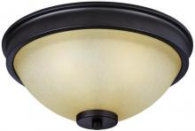  6341400 - 15 in. 3 Light Flush Oil Rubbed Bronze Finish Aged Amber Scavo Glass