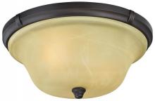  6342400 - 13 in. 2 Light Flush Oil Rubbed Bronze Finish Amber Alabaster Glass