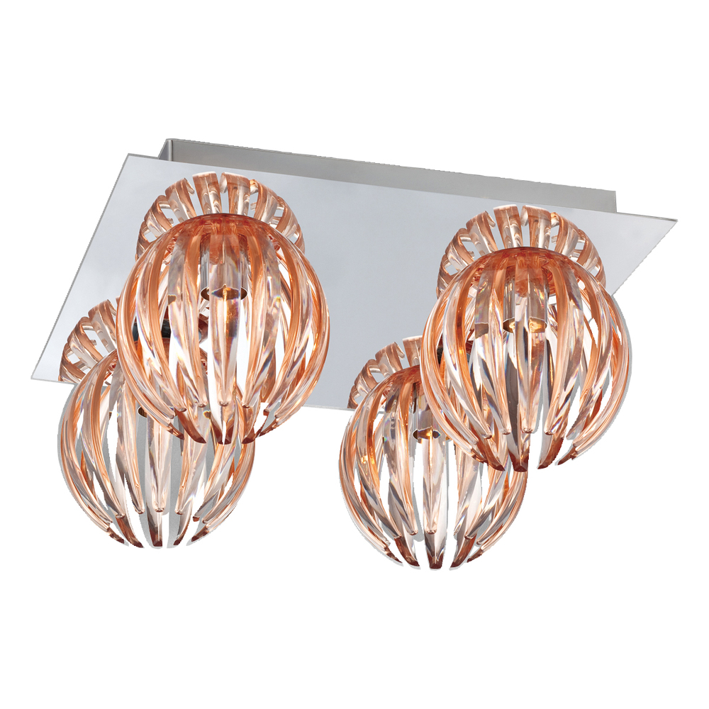 Cosmo, 4Lt Flushmount, Chrome/Amber