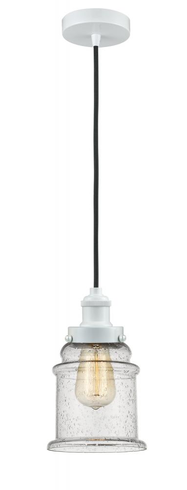 Edison - 1 Light - 8 inch - White - Cord hung - Mini Pendant