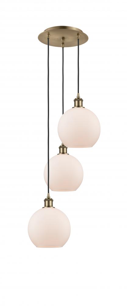 Athens - 3 Light - 15 inch - Antique Brass - Cord Hung - Multi Pendant