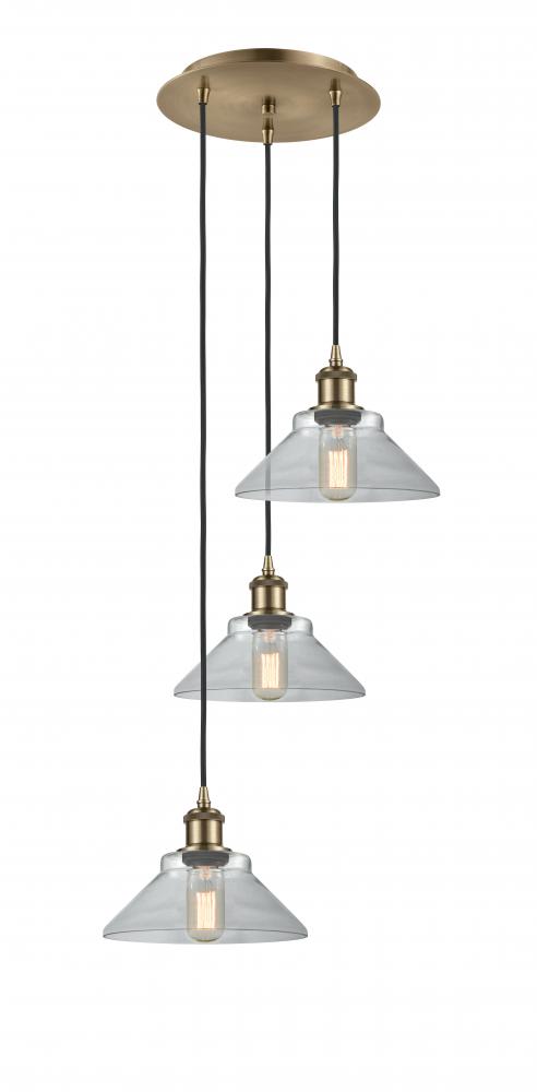 Orwell - 3 Light - 15 inch - Antique Brass - Cord Hung - Multi Pendant