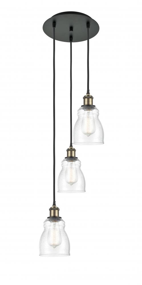 Ellery - 3 Light - 12 inch - Black Antique Brass - Cord Hung - Multi Pendant