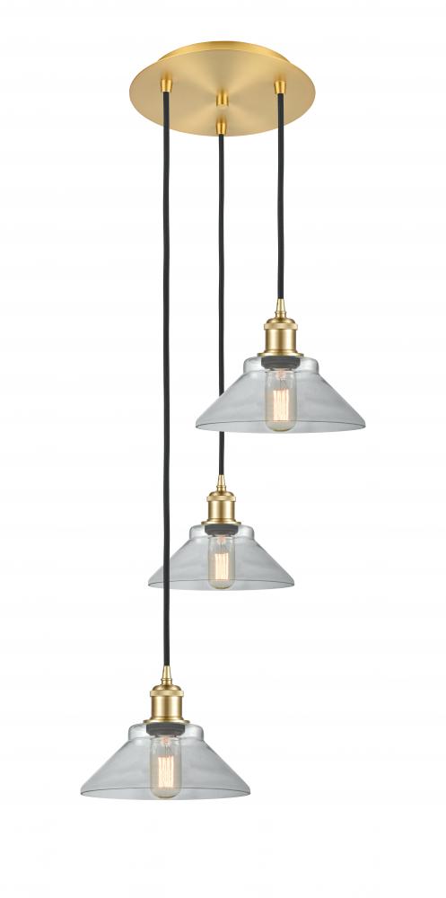 Orwell - 3 Light - 15 inch - Satin Gold - Cord Hung - Multi Pendant