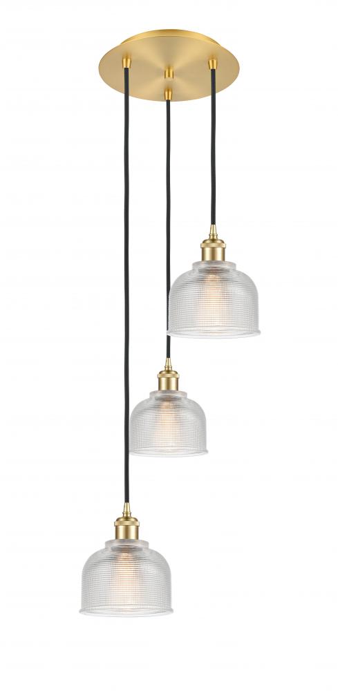 Dayton - 3 Light - 12 inch - Satin Gold - Cord Hung - Multi Pendant