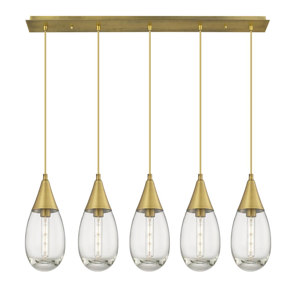 Malone - 5 Light - 38 inch - Brushed Brass - Linear Pendant