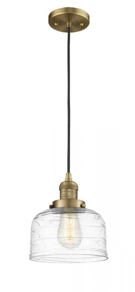 Bell - 1 Light - 8 inch - Brushed Brass - Cord hung - Mini Pendant