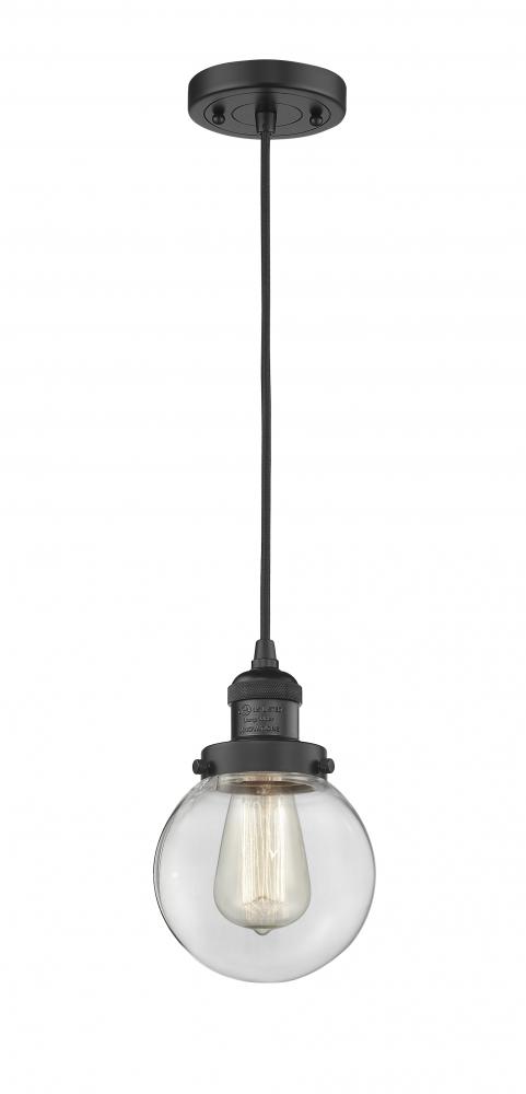 Beacon - 1 Light - 6 inch - Matte Black - Cord hung - Mini Pendant