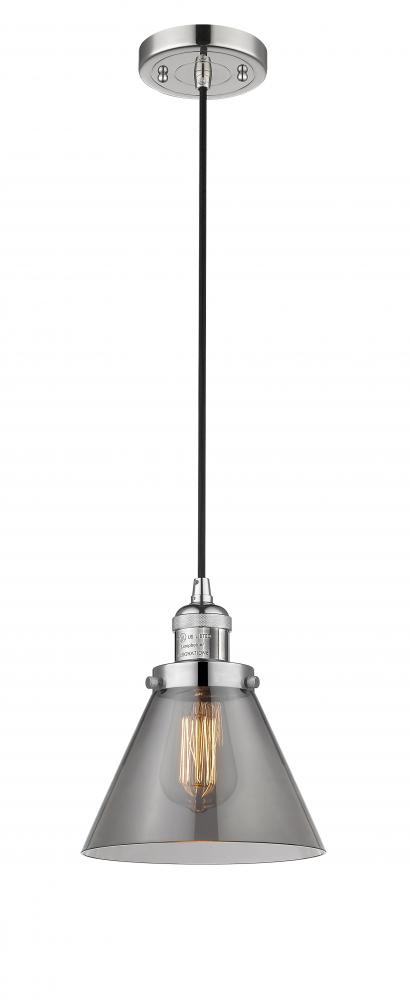 Cone - 1 Light - 8 inch - Polished Nickel - Cord hung - Mini Pendant