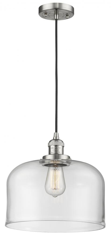 Bell - 1 Light - 12 inch - Brushed Satin Nickel - Cord hung - Mini Pendant