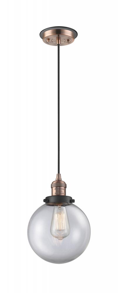 Beacon - 1 Light - 8 inch - Antique Copper - Cord hung - Mini Pendant