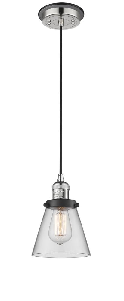 Cone - 1 Light - 6 inch - Polished Nickel - Cord hung - Mini Pendant