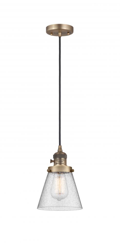 Cone - 1 Light - 6 inch - Brushed Brass - Cord hung - Mini Pendant