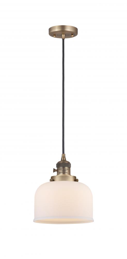 Bell - 1 Light - 8 inch - Brushed Brass - Cord hung - Mini Pendant