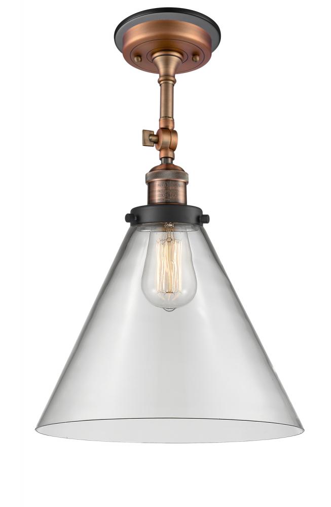 Cone - 1 Light - 12 inch - Antique Copper - Semi-Flush Mount