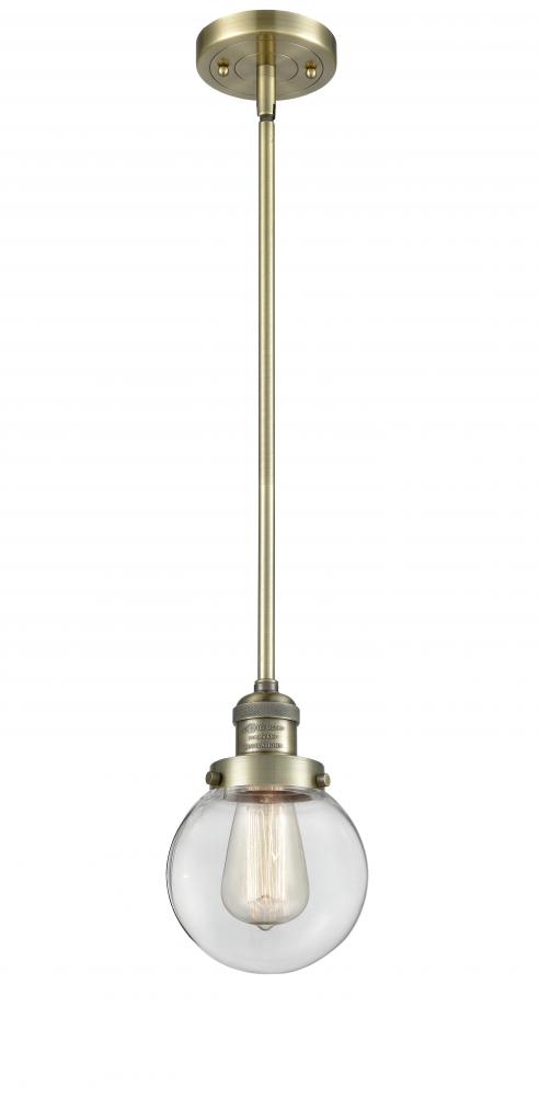 Beacon - 1 Light - 6 inch - Antique Brass - Stem Hung - Mini Pendant