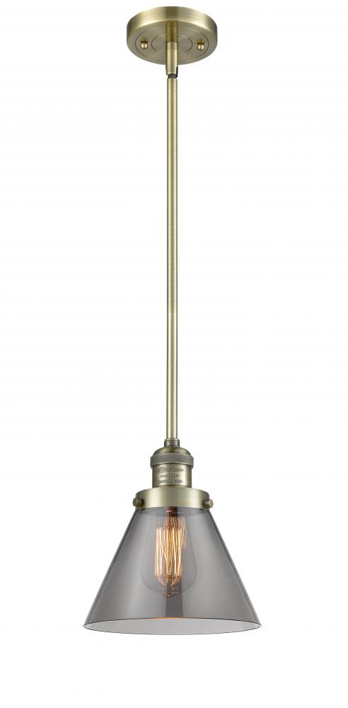 Cone - 1 Light - 8 inch - Antique Brass - Stem Hung - Mini Pendant