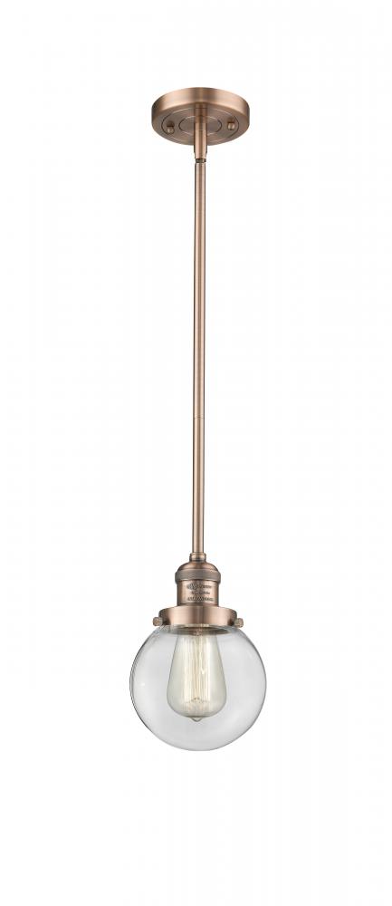 Beacon - 1 Light - 6 inch - Antique Copper - Stem Hung - Mini Pendant