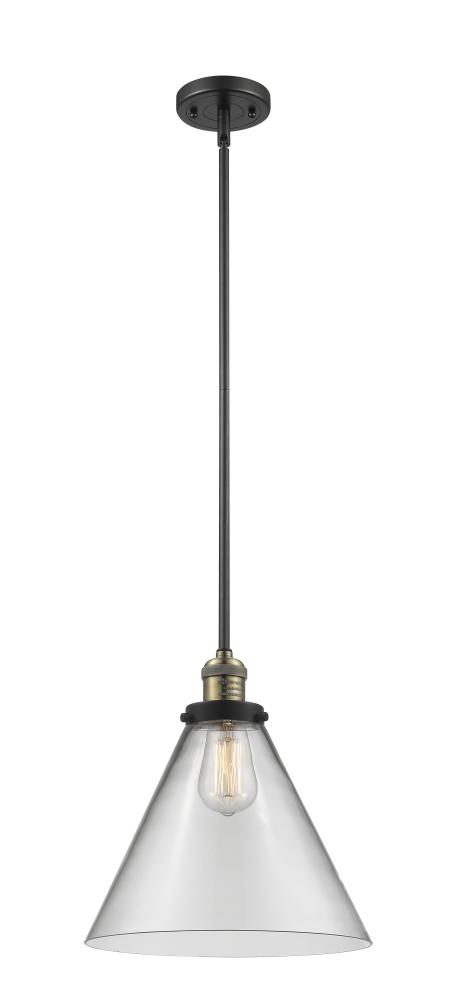 Cone - 1 Light - 12 inch - Black Antique Brass - Stem Hung - Mini Pendant