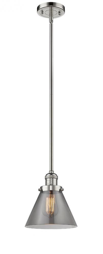 Cone - 1 Light - 8 inch - Polished Nickel - Stem Hung - Mini Pendant